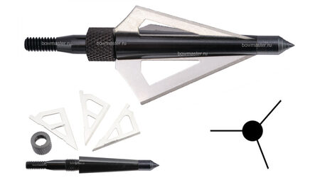 купите Наконечники охотничьи Man-kung MK-3BAL фиксированные, 100 гран, 3 лезвия (3 шт.) в Казани