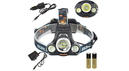 купите Светодиодный налобный фонарь Boruit HL-720 (Cree XML T6 + 2 Q5) 2200 люмен в Казани